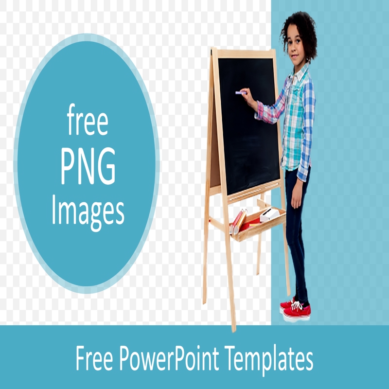 قالب حرفه ای پاورپوینت با موضوع دانش‌آموز در حال نوشتن روی تخته‌سیاه (فرمت PNG)