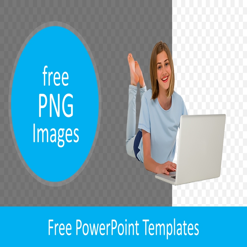 قالب حرفه ای پاورپوینت با موضوع دختر نوجوان در حال استفاده از لپ‌تاپ (با فرمت PNG)