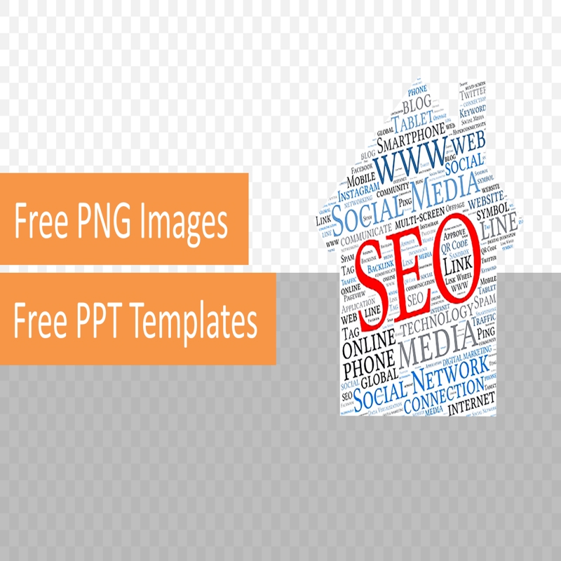 قالب حرفه ای پاورپوینت با موضوع ابر کلمات سئو (با فرمت PNG)