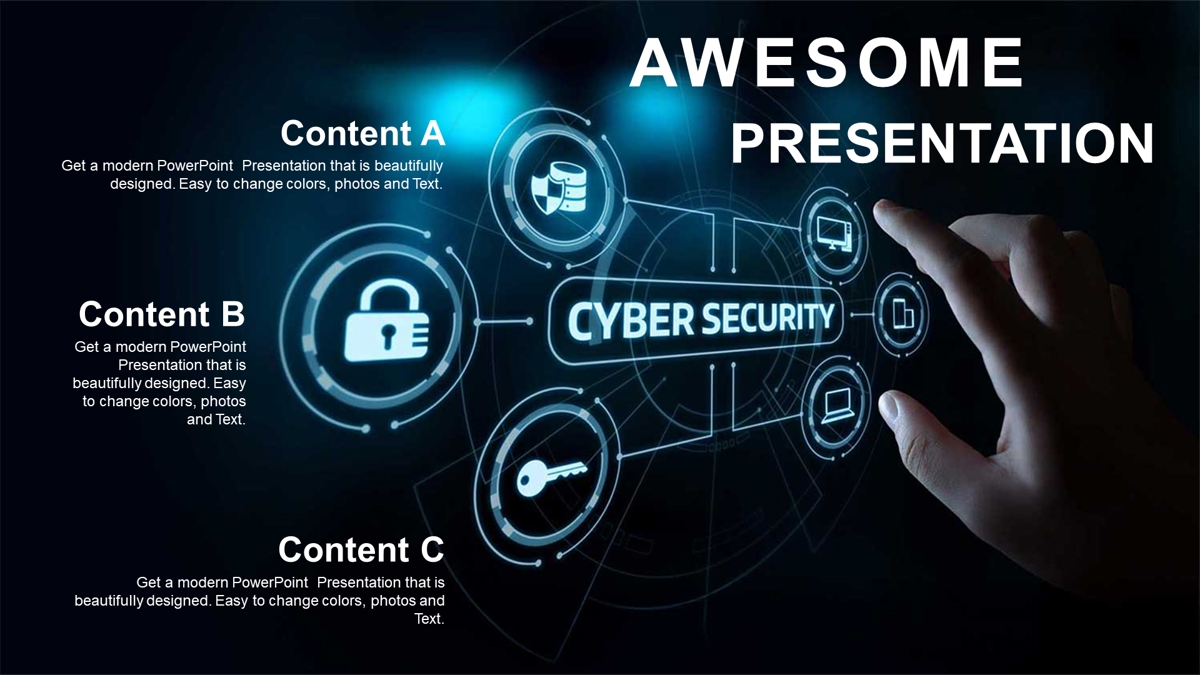 قالب حرفه ای پاورپوینت با موضوع امنیت سایبری احراز هویت بیومتریک