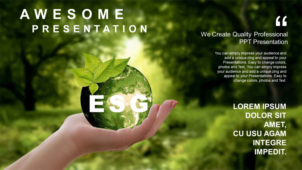 قالب حرفه ای پاورپوینت با موضوع پایداری نوآوری ESG