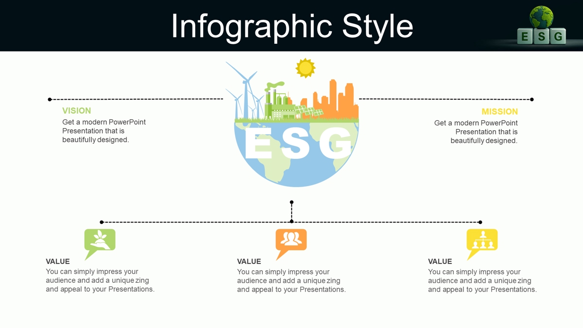 قالب حرفه ای پاورپوینت با موضوع پایداری نوآوری ESG