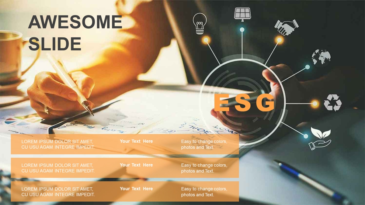 قالب حرفه ای پاورپوینت با موضوع پایداری نوآوری ESG