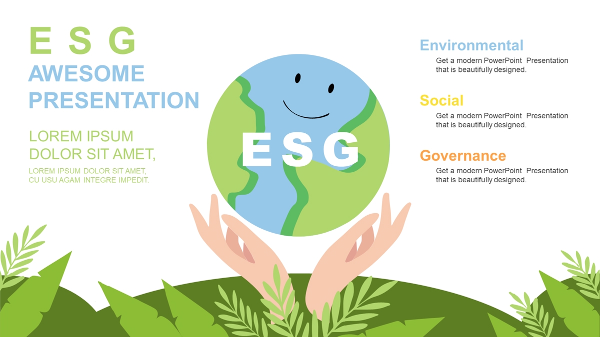 قالب حرفه ای پاورپوینت با موضوع پایداری نوآوری ESG