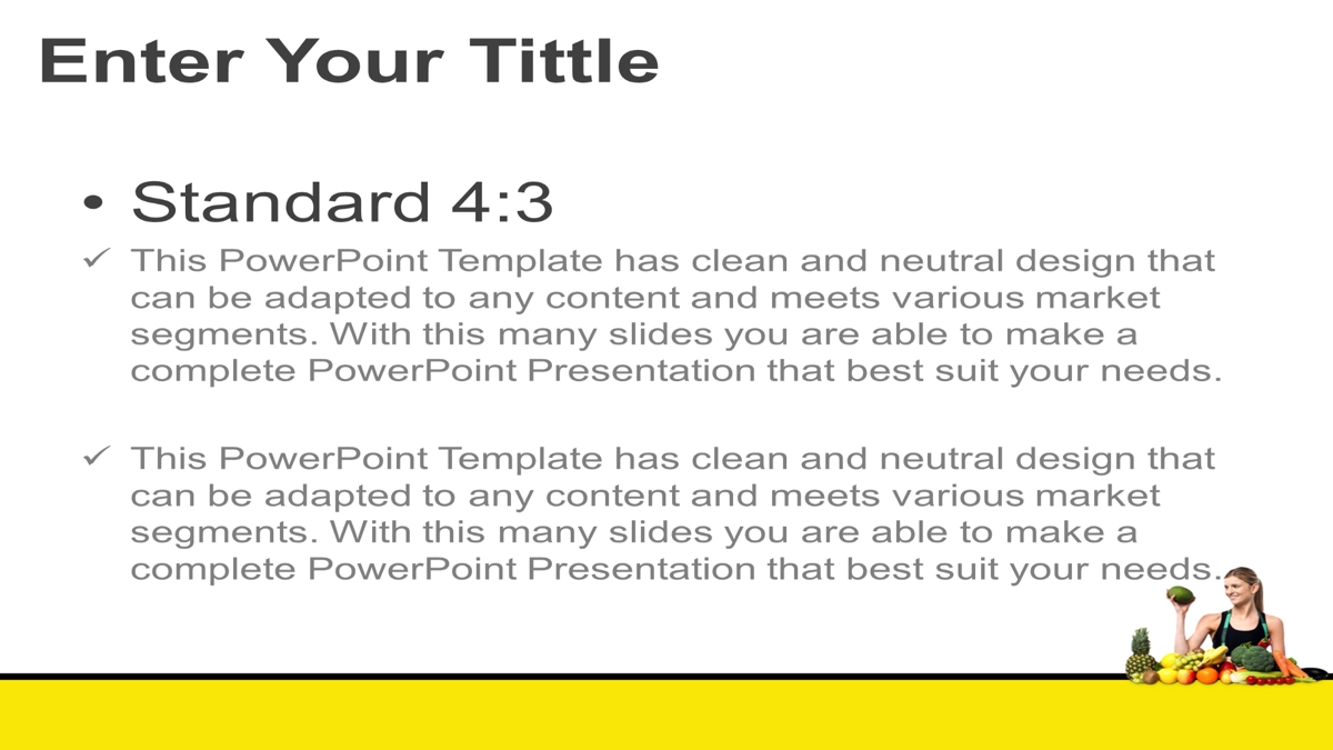 قالب حرفه ای پاورپوینت با موضوع غذایی دختر جذاب با انبوهی از میوه‌ها (سایز استاندارد)