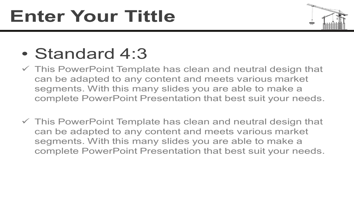 قالب حرفه ای پاورپوینت با موضوع صنعت ساخت و ساز جرثقیل‌ها روی ساختمان (سایز استاندارد)
