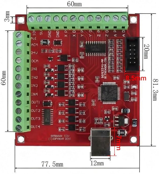 برد کنترلر USB CNC  دانلود راهنمای استفاده ، درایور و معرفی و آموزش بخش‌های مختلف کنترلر 4 محور 100KHz