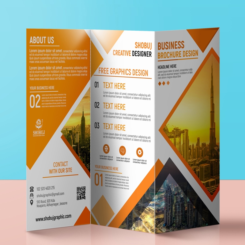 فایل طرح بروشور سه لت تجاری PSD - Business Trifold Brochure Design PSD